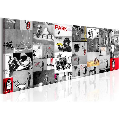 Tableau Imprimé "Street Art - Banksy II" 50 x 150 cm (1/2)