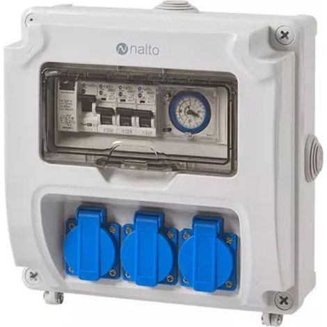 Coffret Electrique Piscine Hors Sol Filtration - Horloge Mécanique - 3 prises - NALTO (1/4)