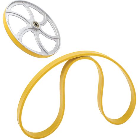 2 anneaux en caoutchouc jaunes antidérapants et antibruit pour roues de scie à ruban de 10 pouces, adaptés au travail du bois. (1/5)