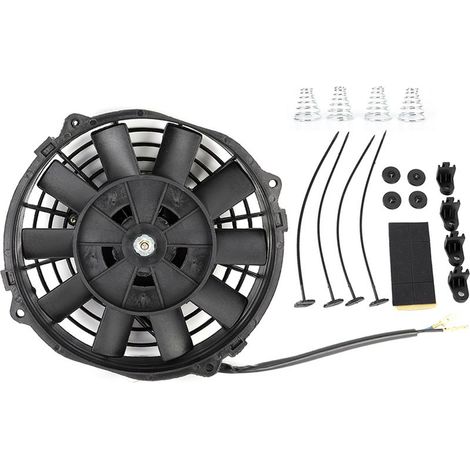 Ventola di raffreddamento elettrica sottile da 7 pollici per radiatore, 12V, universale, con kit di montaggio. (1/5)