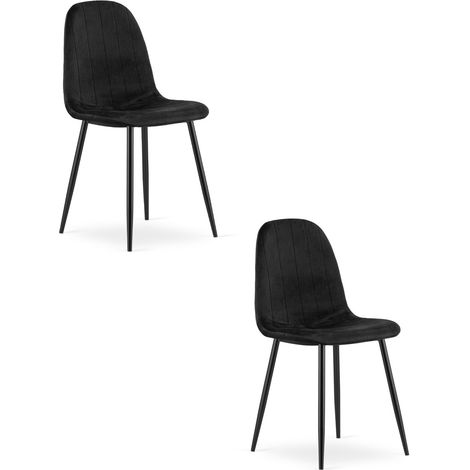 Set di 2 sedie Padva in velluto nero con gambe in metallo (1/5)