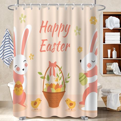 Voile de douche polyester 180x180 poids lesté rideau imperméable pour une ambiance tropicale et dépaysante (1/5)