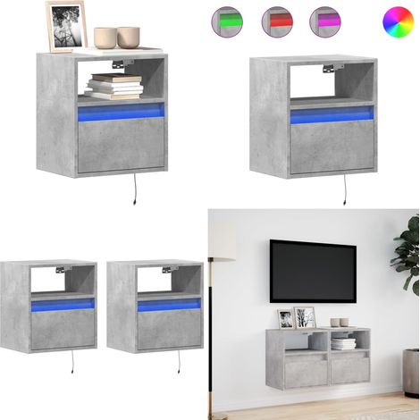 vidaXL TV-Wandschränke LED-Beleuchtung 2 Stk. Betongrau 41x31x45 cm (1/5)