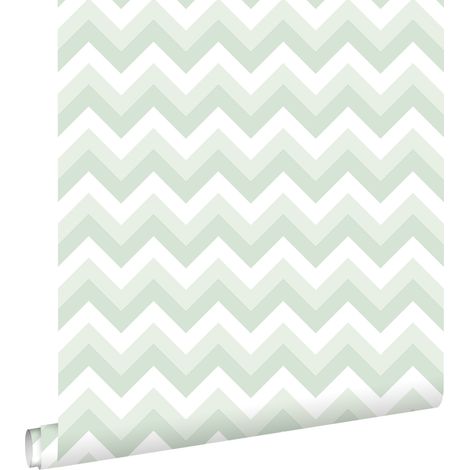 papier peint chevrons vert menthe et blanc - ESTAhome (1/5)