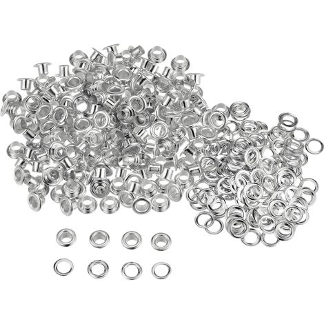 300 - Œillets en Métal - Rondelles - Fixation pour Cuir et Tissu - Résistant à la Corrosion - Usage DIY - Argent - 4mm x 8mm (1/5)