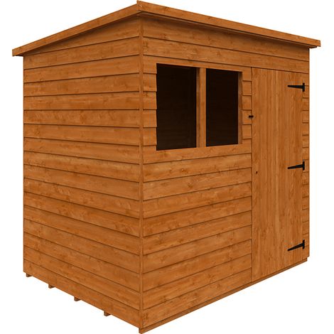 7 x 5 Feet Budget Pent 9mm Shed - Solid Wood/Softwood/Pine - L205 x W145 x H204.1 cm - Burnt Orange