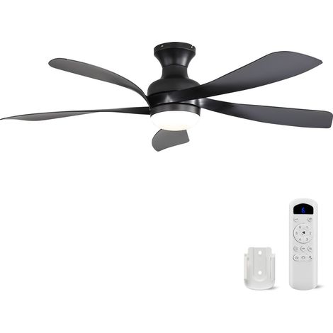 Ventilateur de Plafond avec Lampe LED Dimmable et Télécommande 132 cm Plafonnier Silencieux Moteur DC 5 Pales 6 Vitesses Reversible Été Hiver pour Chambre Salon (1/5)