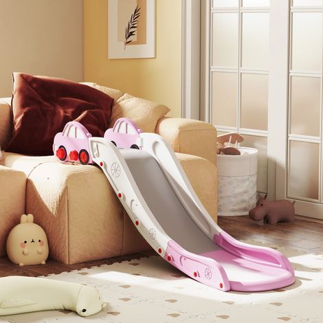 Toboggan Enfant HDPE avec Zone d'Amortissement Intégrée, pour Canapé et Lit, 18-48 Mois, Rose (1/5)