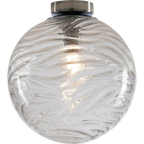 "Plafoniera NEREIDE in vetro trasparente ad onde concentriche 25 cm." (1/2)