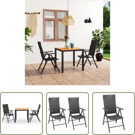 vidaXL Terrassenset - 3-tlg. Garten-Essgruppe Schwarz und Braun (1/5)