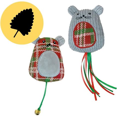 Set 4 pezzi Gioco Gatto Xmas Scottish Mice 9 cm.