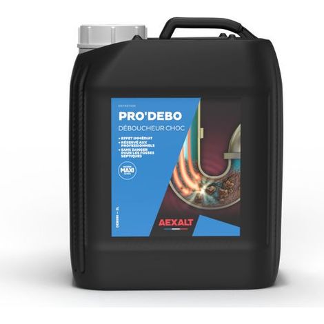 Aexalt – Déboucheur chimique canalisations 5L – Élimine graisses, papiers, cheveux – Compatible fosses septiques – Effet immédiat pour professionnels