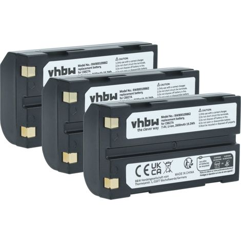 vhbw 3x Akku kompatibel mit Telxon TSC1 Data Collector Kamera (2600 mAh, 7,4 V, Li-Ion) (1/5)