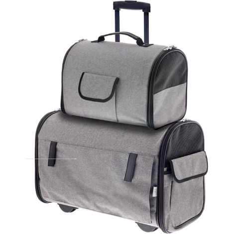 Trolley e borsa per trasporto zaino modello Mondo con finestra per cani e gatti - Grigio (1/5)