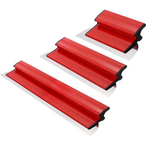 Spatule Enduit Lissage Set, 25/40/80 cm Lame a Lisser Z, Couteau a Enduire Liss, spatule de lissage en acier inoxydable pour Mur Plafond Lame d'écrémage Outillage, Rouge (1/5)