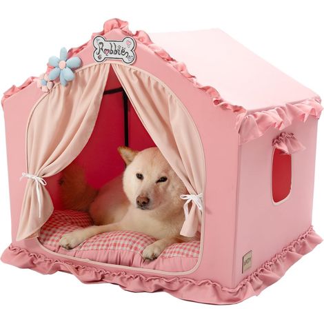 Dog Kennel Indoor Dog House with Frame, Foldable Washable Tent Dog Kennel for Indoors, Ventilated Dog Bed with Roof for 9-18 kg, Large 64 x 64 x 64 cm (1/5)