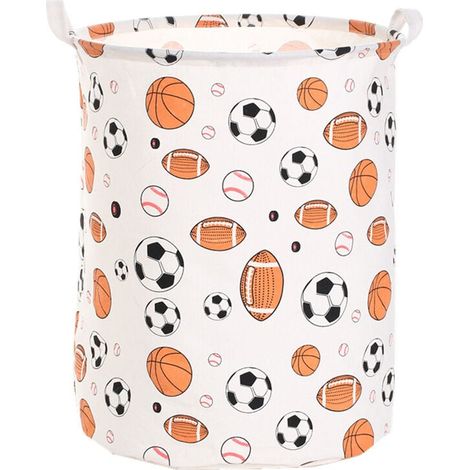 Großer, faltbarer Wäschekorb für Kinder, mit Deckel, für Sportbälle, wasserdichtes Segeltuch, zusammenklappbar, zur Aufbewahrung von Spielzeug (Fußball, Basketball) (1/4)