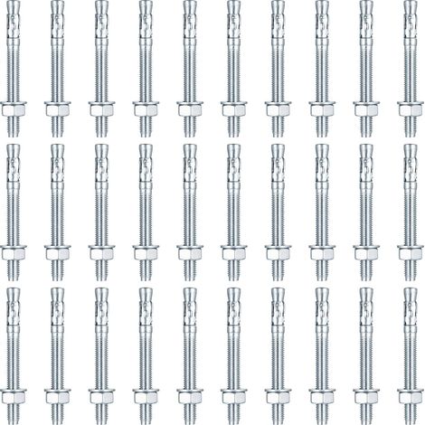 30 Pcs Goujon Ancrage M10 x 100 mm, Goujons d'Ancrage, Boulons à Expansion, Vis d'Expansions, Boulon d'Ancrages, Cheville Beton pour Béton Pierre Fenêtres Machines Poutres (1/5)