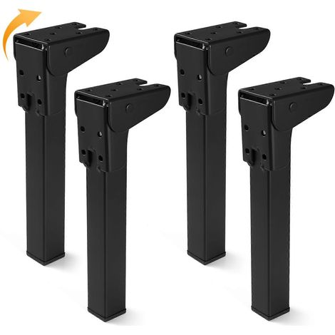 Pieds de table pliables en métal robuste, disponibles en 15, 20, 25 et 30 cm, adaptés aux tables d'appoint, aux tables de camping et aux bureaux pour ordinateur portable. Pieds de rechange inclus. (1/5)