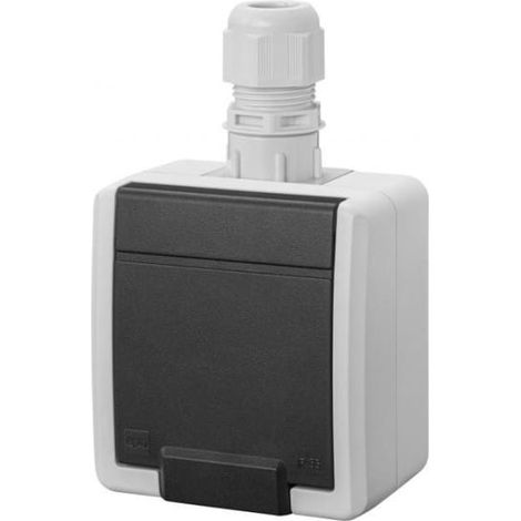Casquillo de superficie Aquant 2K con toma de tierra 2P+Z IP65 gris 5041-65