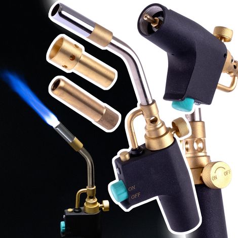 Brûleur à gaz propane Mapp pour soudage piézoélectrique, 3 buses, flamme 2800 °C, 022CGA-SET (1/5)
