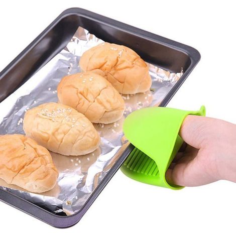 Lot de 2 gants de cuisine avec poignées en silicone résistant à la chaleur, pour la cuisine, la préparation des repas. Vert. (1/4)