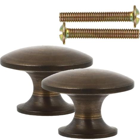Bouton de Meuble en Cuivre Ancien Lot de 2, Rond, Style Classique Cuisine et Maison, Finition Bronze, Poignée Décorative, Usage Meuble et Tiroir (1/5)