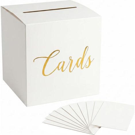 Coffret de cartes de mariage avec 10 cartes de voeux Coffret de mariage pour argent et cartes Élégant pour anniversaires, jubilés, fêtes et décoration de soirée Coffret de collecte sûr (1/5)
