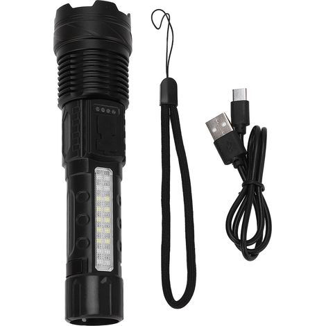 Potente torcia LED COB, ricaricabile tramite USB, impermeabile IPX4, illuminazione per esterni, laser bianco da 800 lumen (1/5)