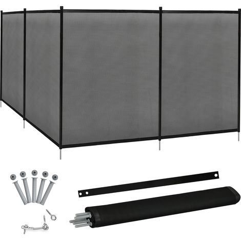 Costway Barrière de Protection pour Piscine Barriere en Maille en Aluminium acier Inoxydable Textilène 90x125cm (L x H) Noir (1/5)
