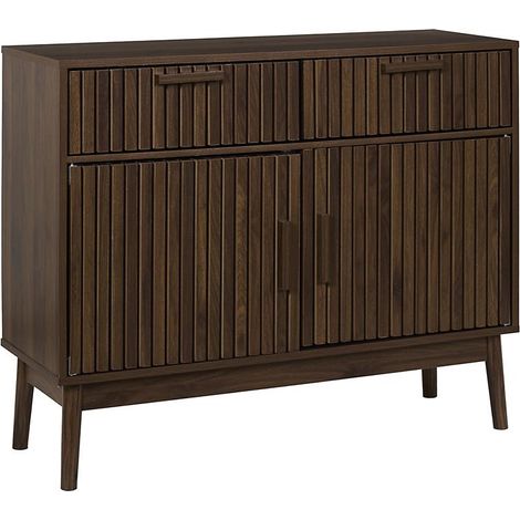 Buffet 2 Portes & 2 Tiroirs "Klaus" 100cm Marron Foncé (1/5)
