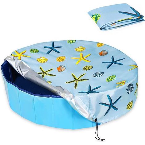 Bâche de piscine ronde Ø122 cm, housse pliable et imperméable avec protection contre la poussière et les UV, pour piscine hors sol, bleu (1/5)
