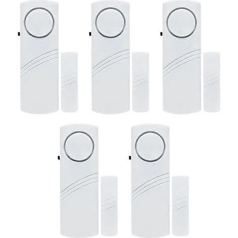 Lot de 5 alarmes antivol sans fil pour portes et fenêtres avec capteur magnétique, pour une sécurité optimale de votre maison connectée. (1/5)