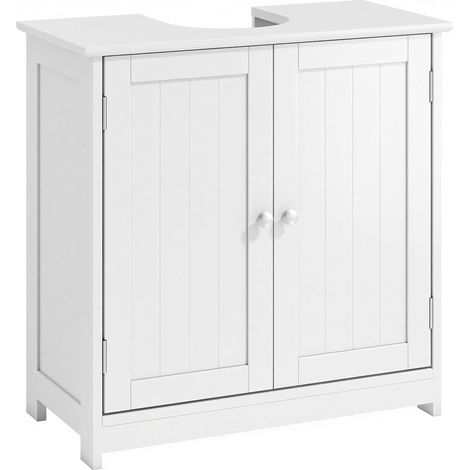 Mobile Sottolavabo a 2 Ante con Ripiano Regolabile e Intaglio a U, 60x30x60 cm, Bianco