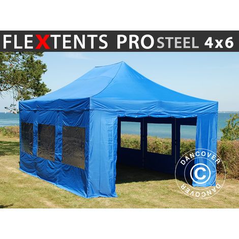 Carpa plegable Carpa Rapida FleXtents PRO Steel 4x6m Azul, Incl. (1/5)