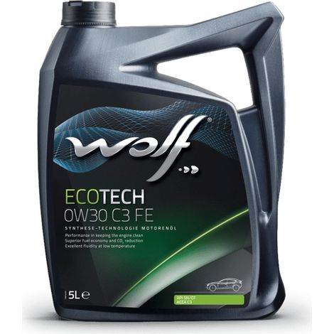 WOLF - Huile moteur ECOTECH 0W30 C3 FE - Bidon de 5 litres - 8332500 - Ce produit de marque WOLF est neuf.
