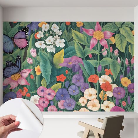 Fotomurale adesivo - parete decorativa - decorazione casa - stile moderno parete - Esplosione floreale 152x104 cm (1/5)