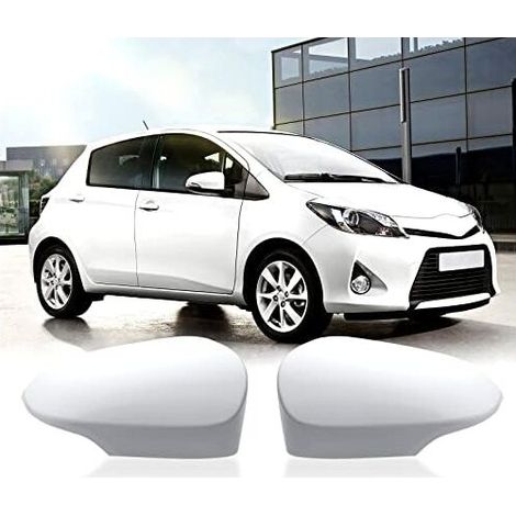 Pair Car Rearview Mirror Cover Caps for Toyota Yaris 2012-2019 (White)