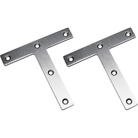 (2er-Set) T-förmige Montagewinkel, 120 x 120 mm flache, gerade Montagewinkel, Möbelbefestigungsplatte, verzinkte Winkel, Reparaturhalterung aus Edelstahl (1/4)