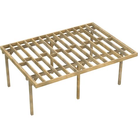 Structure Terrasse Bois Pilotis Autoportée en Kit - 6x4,20m - Solives + Poteaux - Sapin Traité Autoclave