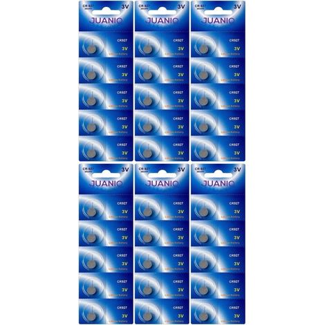 Lot de 30 Piles bouton plates 3V lithium type CR927 compatibles DL927 / ECR92 - Juanio - (1/2)