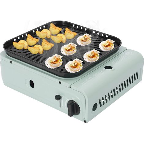 Tragbarer 2,3-kW-Campingkocher mit Grillzange, Gaskocher für Grill und Tischgrill, Butan oder Propan (nicht im Lieferumfang enthalten)