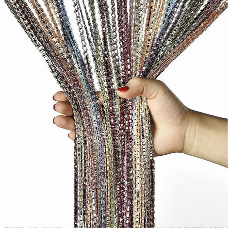 Rideau de porte à franges multicolore avec pompons pour décoration murale et de fenêtre (1/5)