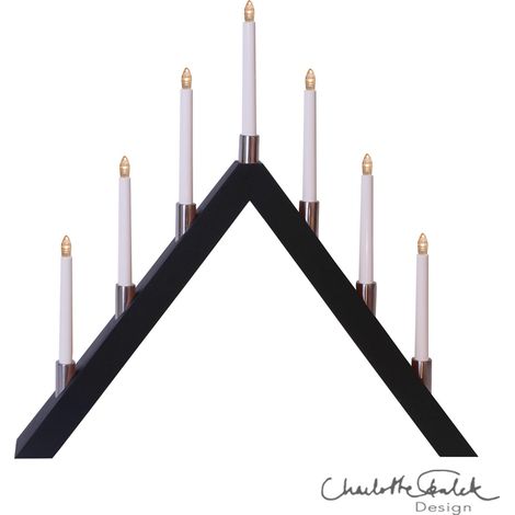 Star Trading Arche de lumière LED 'Tall', 7 flammes, triangulaire, bois, noir, hauteur 63cm