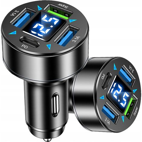Schneller 3,1-A-LED-Kfz-Ladeadapter mit QC 3.0 x3 USB + PD, 66 W, Koanni