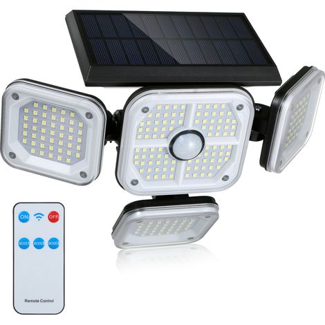 Aplique solar de pared para exteriores con 231 LED, sensor PIR, 3 modos, IP65, batería de 2400 mAh, diseño plegable. (1/5)