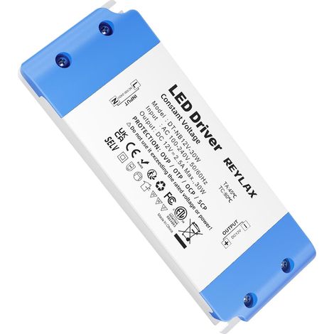 Transformateur LED 12V 30W 2.5A, AC 220v à 12v DC Continu Alimentation Transfo, Ultra Mince Convertisseur de Basse Tension Constante pour G4, GU5.3, MR11, MR16 Lampes (1/5)