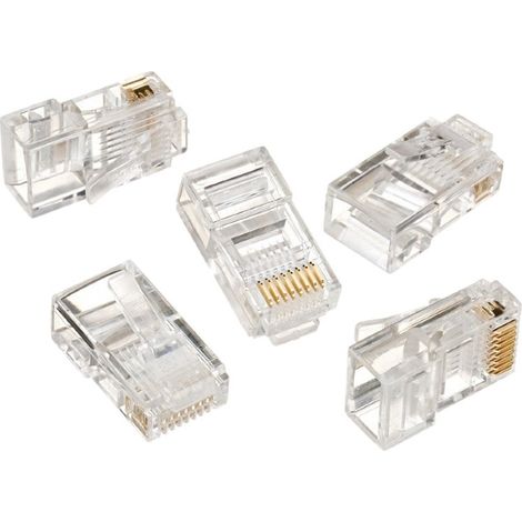 Gembird Modular plug 8P8C for solid LAN cable CAT5, UTP, 100 pcs per bag