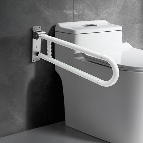 Handicapped Toilet Support Bar, 70 cm Non-Slip Wall Handle Bathroom Shower Bar Safety Support Handle for Elderly and Pregnant People 250 kg White (1/5)