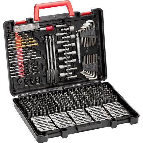 Coffret de 318 forets et embouts de vissage, idéal pour percer et visser le bois, le métal et le ciment. Coffret de rangement inclus. (1/5)